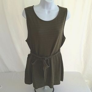 Ava & Viv Women's Plus Size Green Belted Tunic Size 1X